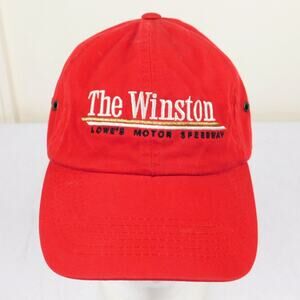 Vintage NASCAR The Winston Lowe's Motor Speedway Hat Red Adjustable